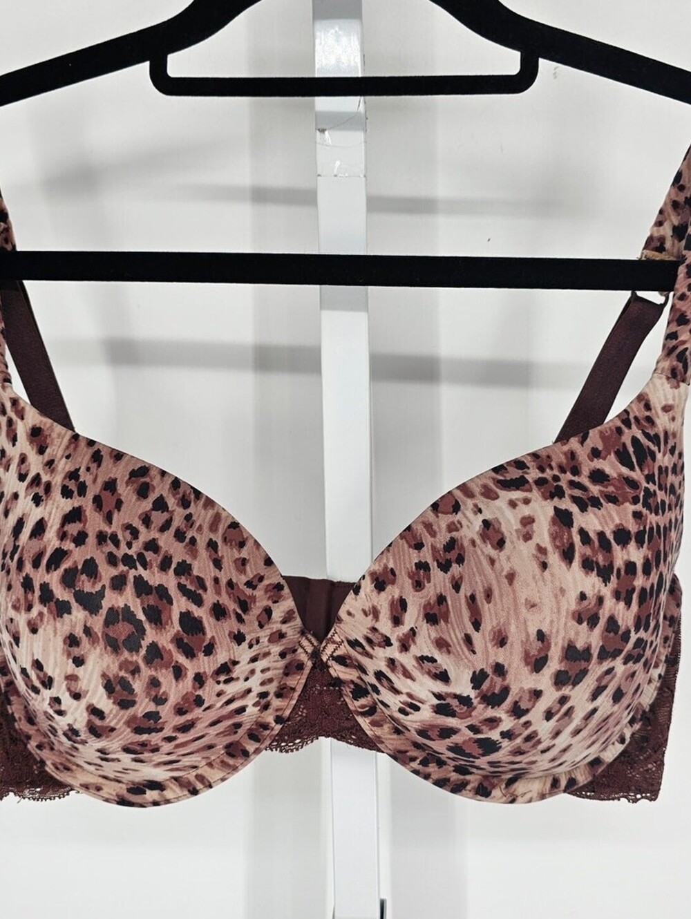 Felina Lingerie Womens Sz 36D T Shirt Bra Beige Brown Animal Print